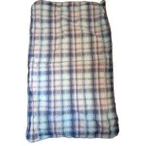 Pair Cuddledown King Pillow Shams Blue Teal Gray Plaid Seersucker